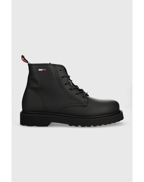 TOMMY HILFIGER SHORT LACE UP LEATHER BOOT