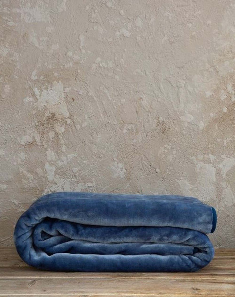 NIMA Κουβέρτα Βελουτέ Μονή Coperta - Blue (Διαστάσεις: 160x220εκ)