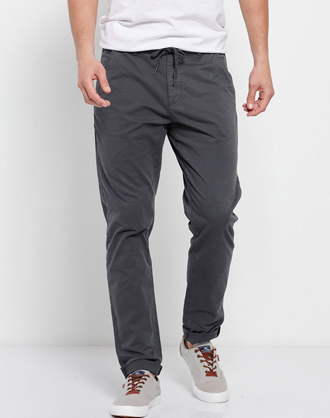Garment dyed cotton chinos with drawstring
