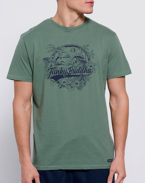 FUNKY BUDDHA Retro t-shirt από οργανικό βαμβάκι με τύπωμα