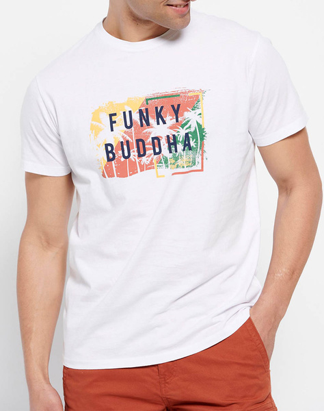 FUNKY BUDDHA T-shirt από οργανικό βαμβάκι με brushed τύπωμα