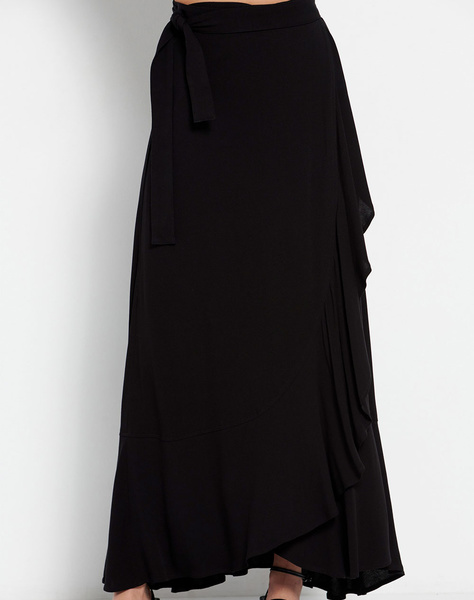 Viscose maxi wrapped skirt with side slit