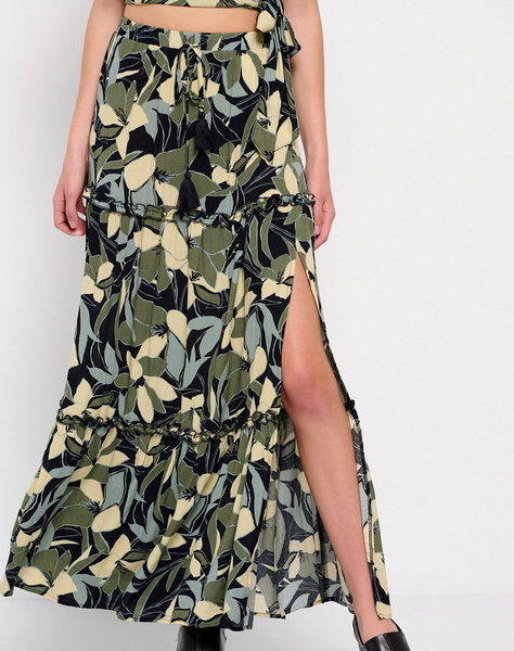 Floral printed midi skirt with side slit