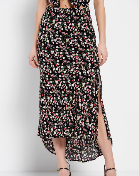 Midi floral printed viscose skirt