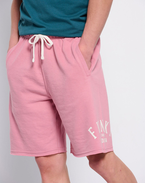 Jogger shorts with branded print & raw edges