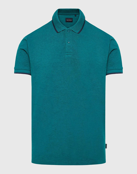 FUNKY BUDDHA Essential μπλούζα polo σε μελανζέ ύφασμα