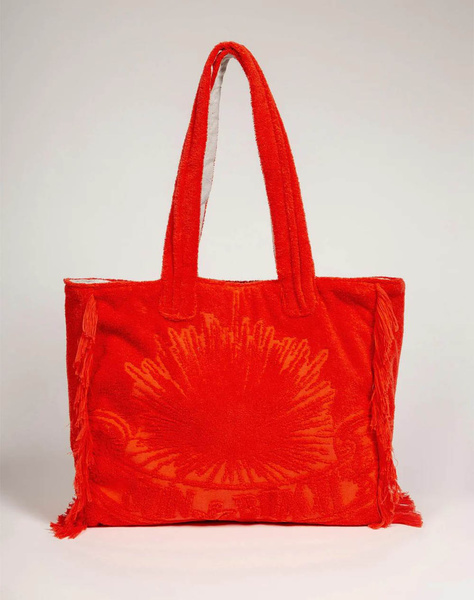 Sun of a Beach Just Orange | Terry Tote Beach Bag (Dimensions: 40 x 44 x 17 cm)