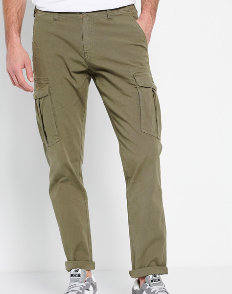 Garment dyed jacquard cargo trousers