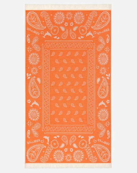 Sun of a Beach Bandana Orange | Feather Beach Towel (dimensions: 95 x 160 cm)