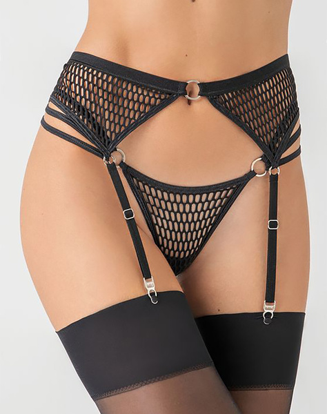 MILENA MICRO G-STRING THICK NET AND SILVER HOOPS