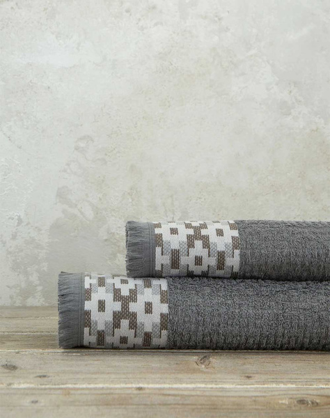 NIMA Jentaya Towel Set - Dark Gray (Dimensions: 50 x 90 + 70 x 140 cm)