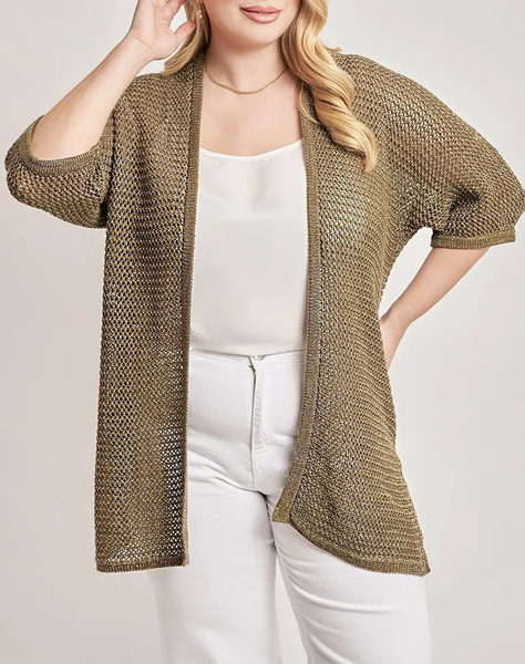 PARABITA Cardigan knitted perforated with Lurex details