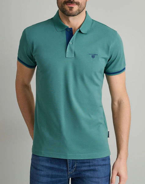 NAVY&GREEN POLO SHIRT-YOUNG LINE