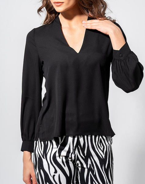 MAKI PHILOSOPHY V-shaped georgette shirt with sleeves