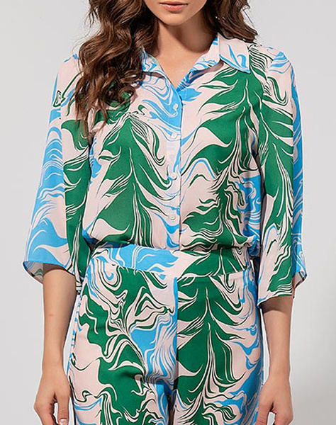 MAKI PHILOSOPHY Printed shirt with bell sleeves
