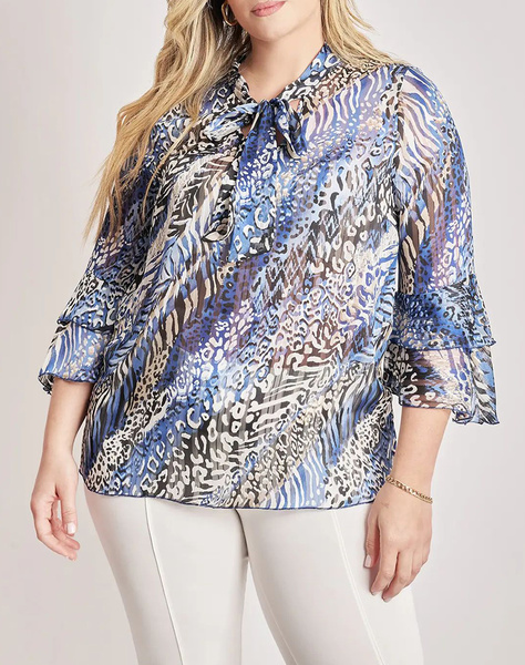 PARABITA Translucent abstract printed shirt with tie
