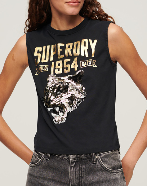 SUPERDRY D3 OVIN EMBELLISH ARCHIVE FITTED TANK WOMEN''S TOP