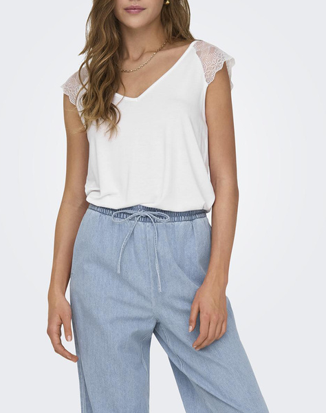 ONLY ONLPETRA S/S LACE MIX TOP JRS NOOS