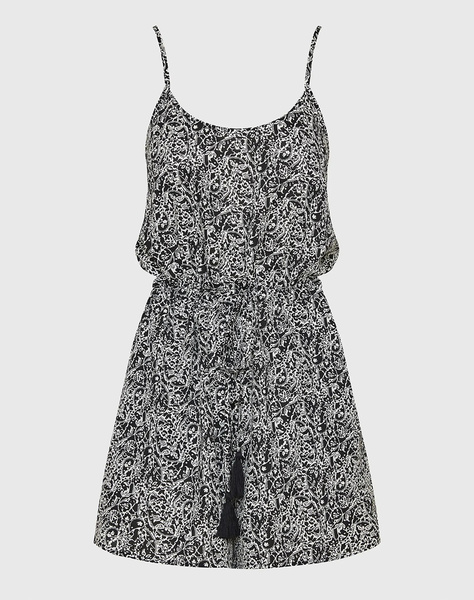 FUNKY BUDDHA Printed jumpsuit with front tie