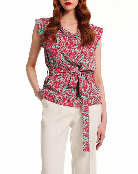 FOREL Printed sleeveless ruched blouse