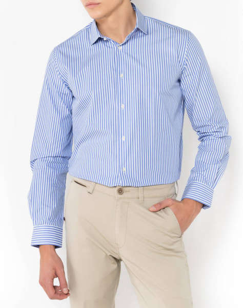 THE BOSTONIANS ΠΟΥΚΑΜΙΣΟ ACORN ΠΟΠΛΙΝΑ CUSTOM FIT Stripe POPLIN Semi-rex Custom FIT
