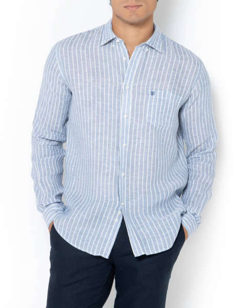 THE BOSTONIANS ΠΟΥΚΑΜΙΣΟ ACORN ΛΙΝΟ REGULAR FIT Stripe LINEN Button-down Regular Fit