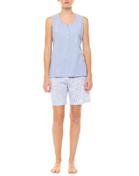 PINK LABEL PYJAMA SHORTS ICE BLUE FLEUR