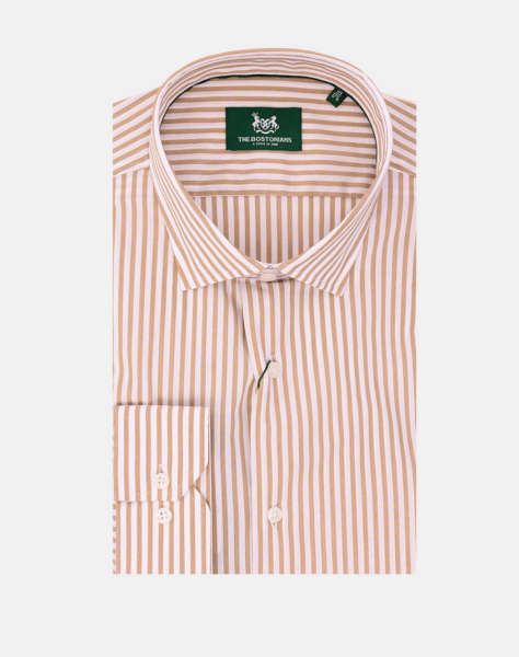 THE BOSTONIANS ΠΟΥΚΑΜΙΣΟ ACORN ΠΟΠΛΙΝΑ CUSTOM FIT Stripe POPLIN Semi-rex Custom FIT