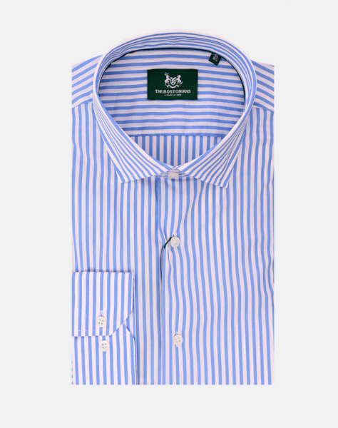 THE BOSTONIANS ΠΟΥΚΑΜΙΣΟ ACORN ΠΟΠΛΙΝΑ CUSTOM FIT Stripe POPLIN Semi-rex Custom FIT