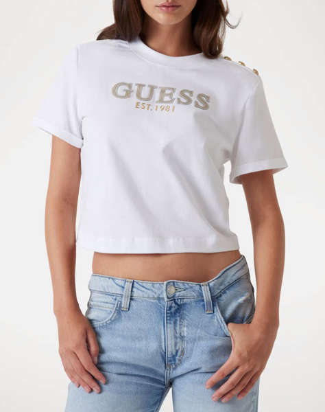 GUESS CN SS CROPPED WASHED LOGO TEE ΜΠΛΟΥΖΑ ΓΥΝΑΙΚΕΙΟ