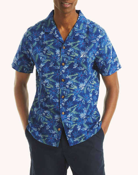 NAUTICA ΠΟΥΚΑΜΙΣΟ ΚΜ S/S CAMP COLLAR LINEN PRINT