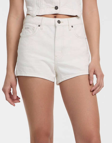 GUESS JEANS GJ HIGHWAIST MOM SHO - ECO REGEN CO AGATE STR WHITE ΣΟΡΤΣ ΓΥΝΑΙΚΕΙΟ