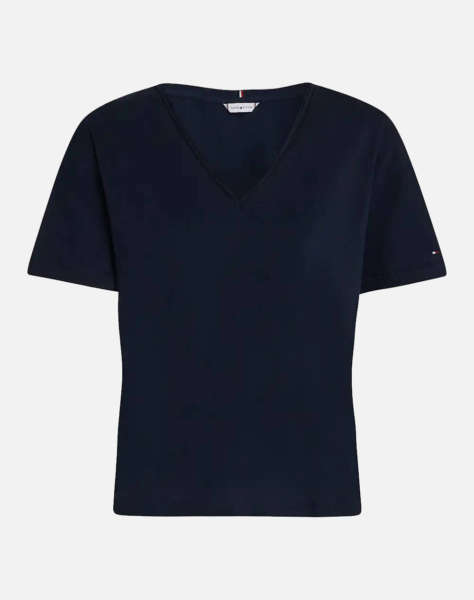 TOMMY HILFIGER SLUB CROP V-NK SS