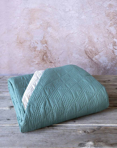 NIMA King-size bedspread 220x240 - Armon Jungle Green/Light Beige