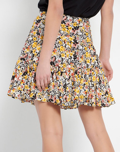 Floral printed mini viscose skirt