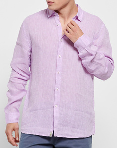 FUNKY BUDDHA Λινό πουκάμισο σε μελανζέ ύφανση