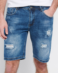 Denim shorts with destroyed effects