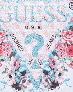 GUESS RN FLOWERS TRIANGLE TEE WOMEN