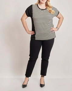 PARABITA Viscose Lycra striped SHIRT, with self-coloured details and buttons