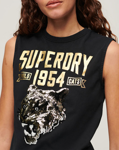 SUPERDRY D3 OVIN EMBELLISH ARCHIVE FITTED TANK WOMENS TOP