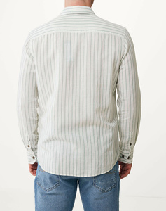 MEXX Striped linen blend shirt with pocket LS