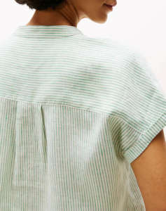 TOMMY HILFIGER ESS LINEN COLLARLESS S/S BLOUSE