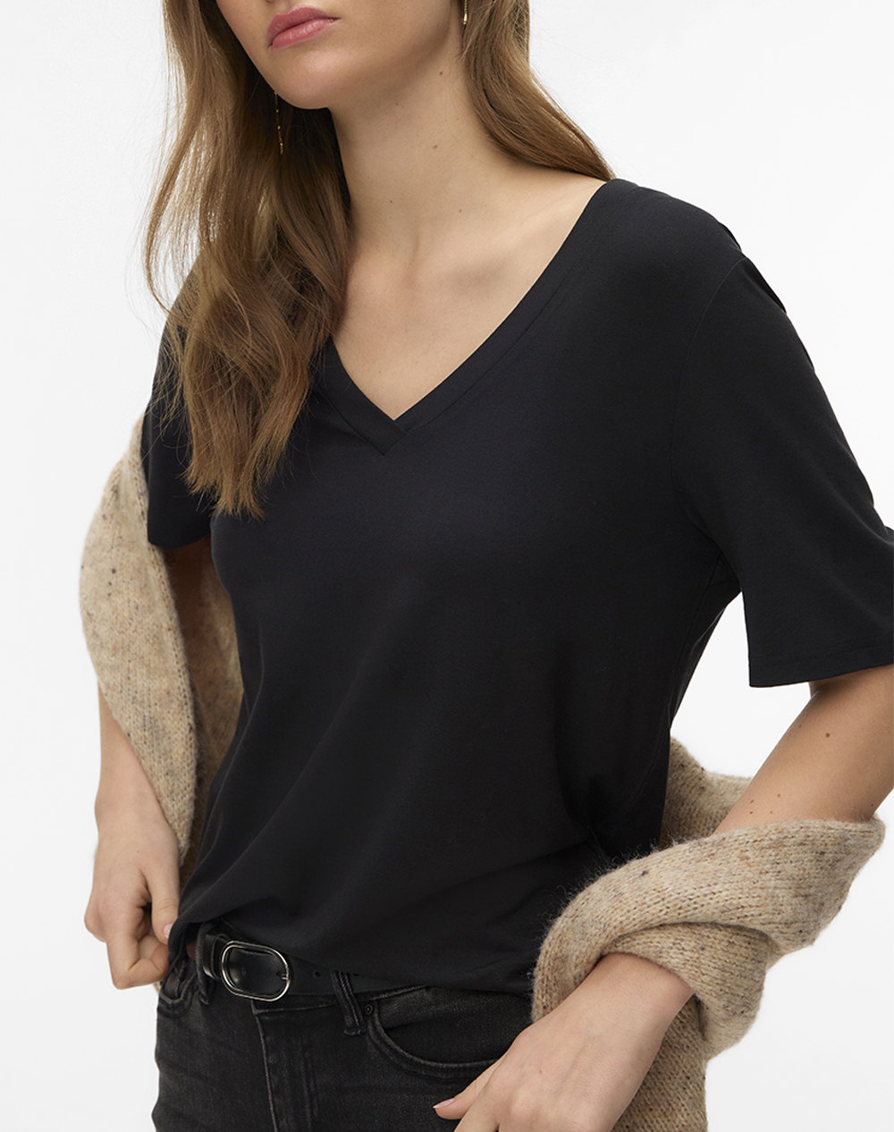 AWARE BY VERO MODA AWARE BY VERO MODA AWRITA SS V-NECK T-SHIRT NOOS 10328539-BLACK Black