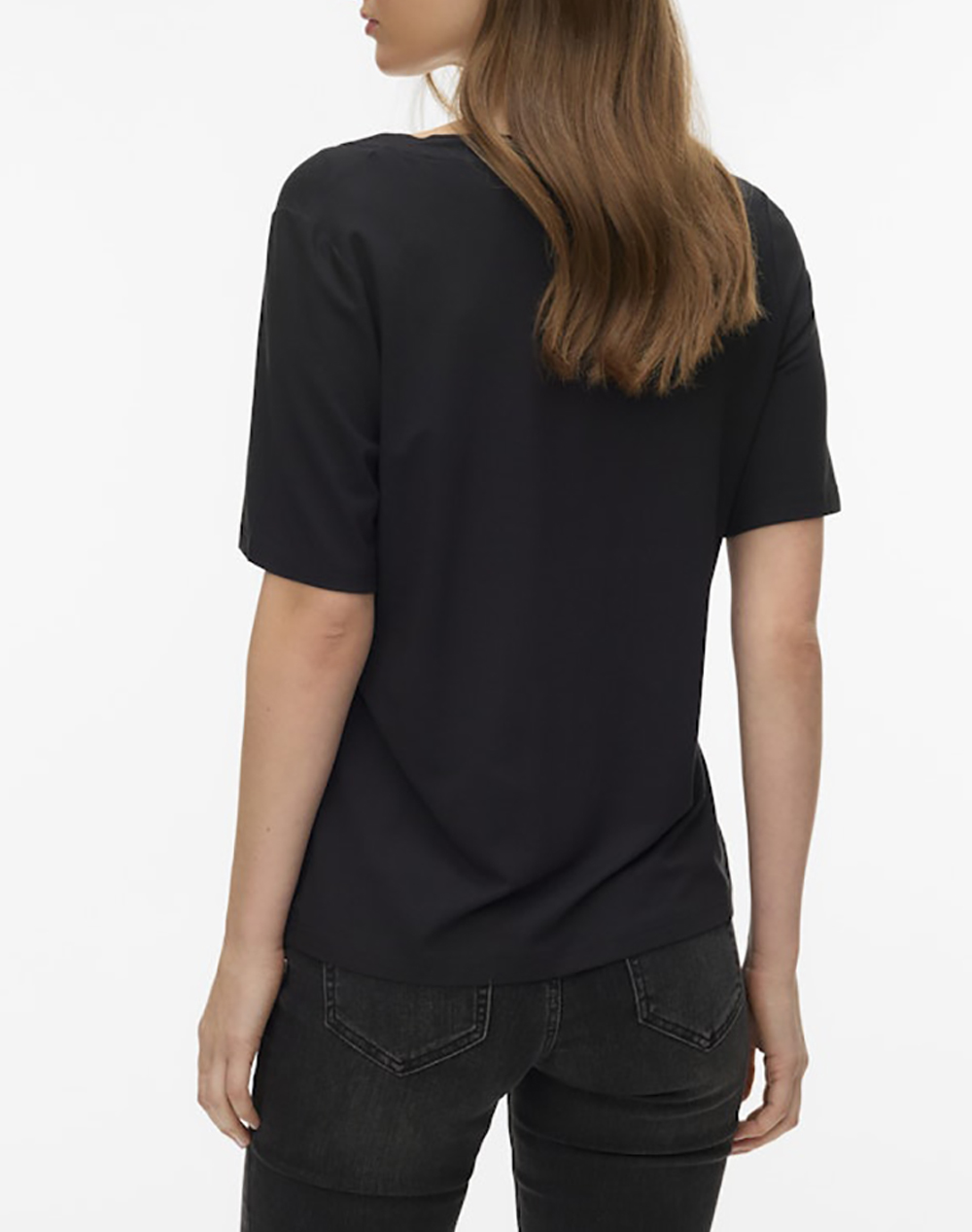 AWARE BY VERO MODA AWRITA SS V-NECK T-SHIRT NOOS 10328539-BLACK Black φωτογραφία