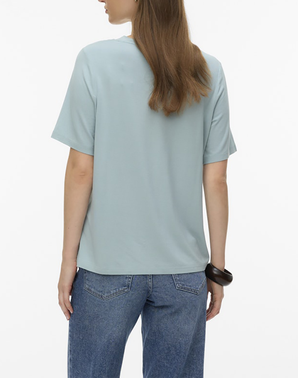 AWARE BY VERO MODA AWRITA SS V-NECK T-SHIRT NOOS 10328539-Gray Mist SteelBlue φωτογραφία