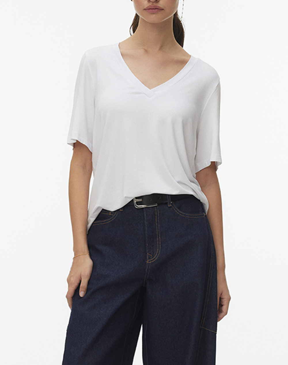 AWARE BY VERO MODA AWARE BY VERO MODA AWRITA SS V-NECK T-SHIRT NOOS 10328539-BRIGHT WHITE White