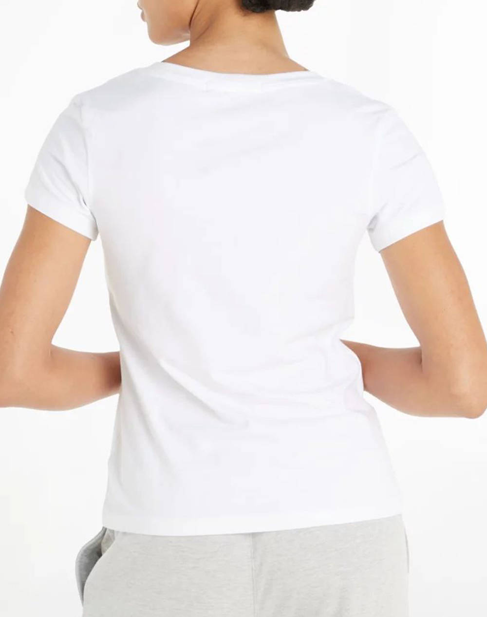 CALVIN KLEIN JEANS CK EMBROIDERY STRETCH V-NECK J20J213716-YAF White φωτογραφία