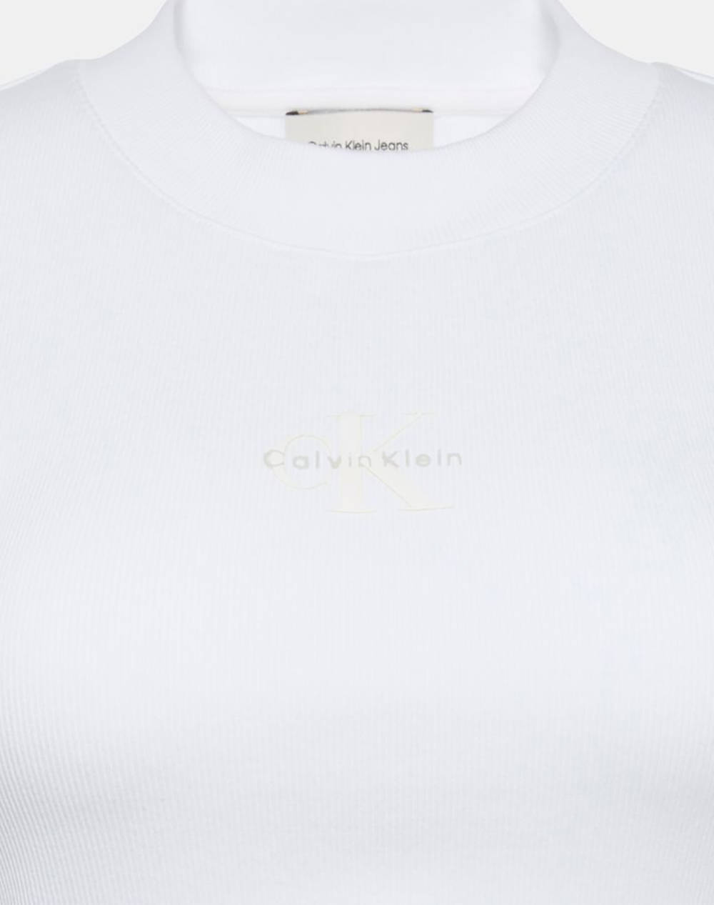 Calvin Klein Jeans Monogram Baby Tee Lv047Ab802-Yaa White Γυναικεία ρούχα μπλούζες Τ-Shirt Politikos Shop Πολιτικός