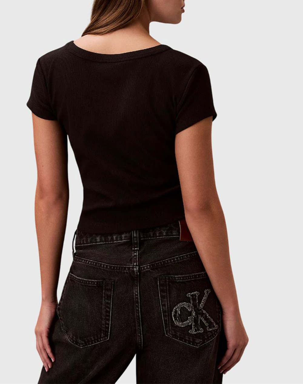CALVIN KLEIN CALVIN KLEIN JEANS A- WOVEN LABEL 2X2 RIB BABY TEE LV047C200G-UB1 Black - 2