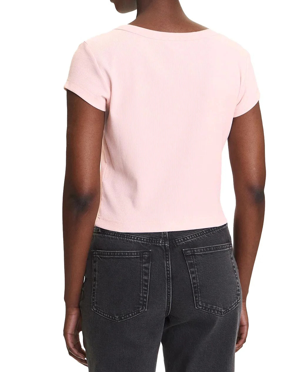 CALVIN KLEIN CALVIN KLEIN JEANS A- WOVEN LABEL 2X2 RIB BABY TEE LV047C200G-VI7 LightPink - 2